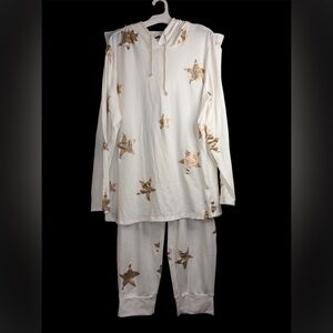Story Teller NWOT Women’s Starry White and Gold Lounge Set Size 3X #414